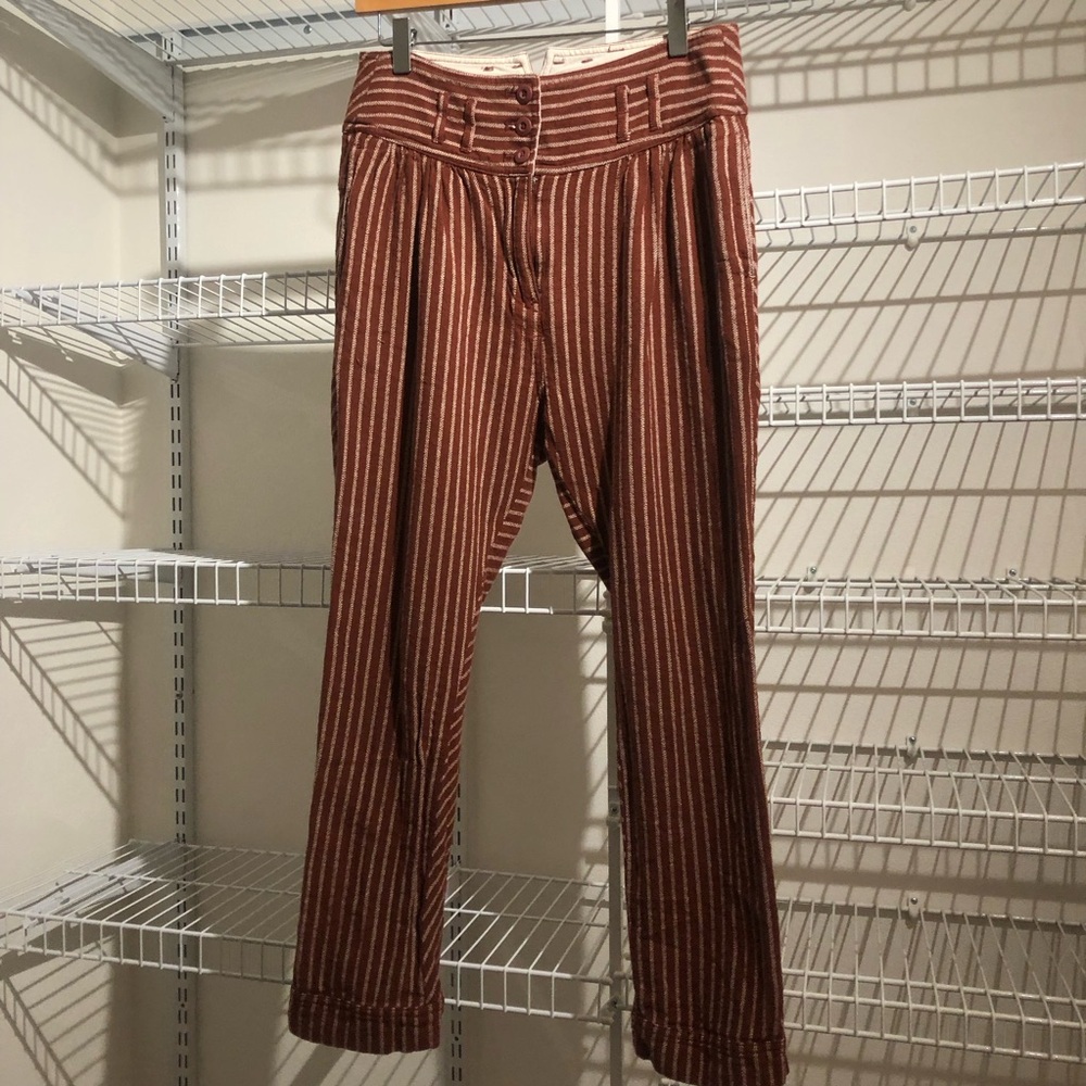 🖤FREE PEOPLE - Brownish Orange Striped Trousers 🧡cute